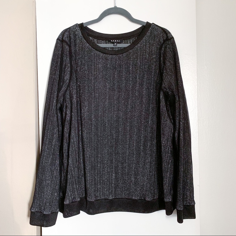 Rebel Long Sleeve Black Shimmer Top